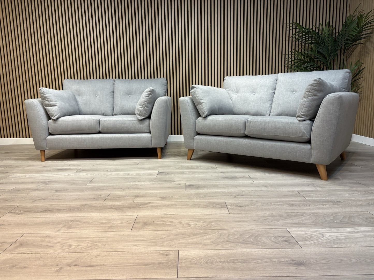 John Lewis ALFIE Fabric 2 x Small 2 Seater Sofa Set, Light Grey - RRP £1,598