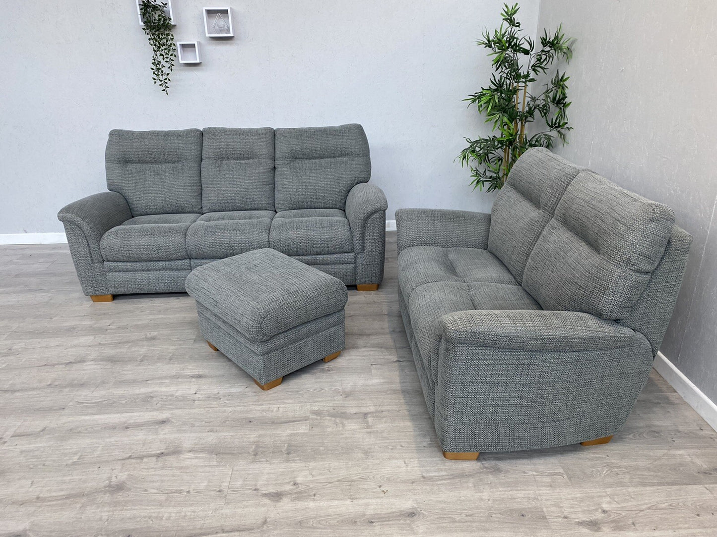 Parker Knoll - HUDSON 23 Fabric 3 Seater + 2 Seater Sofas + Stool - RRP £5,215