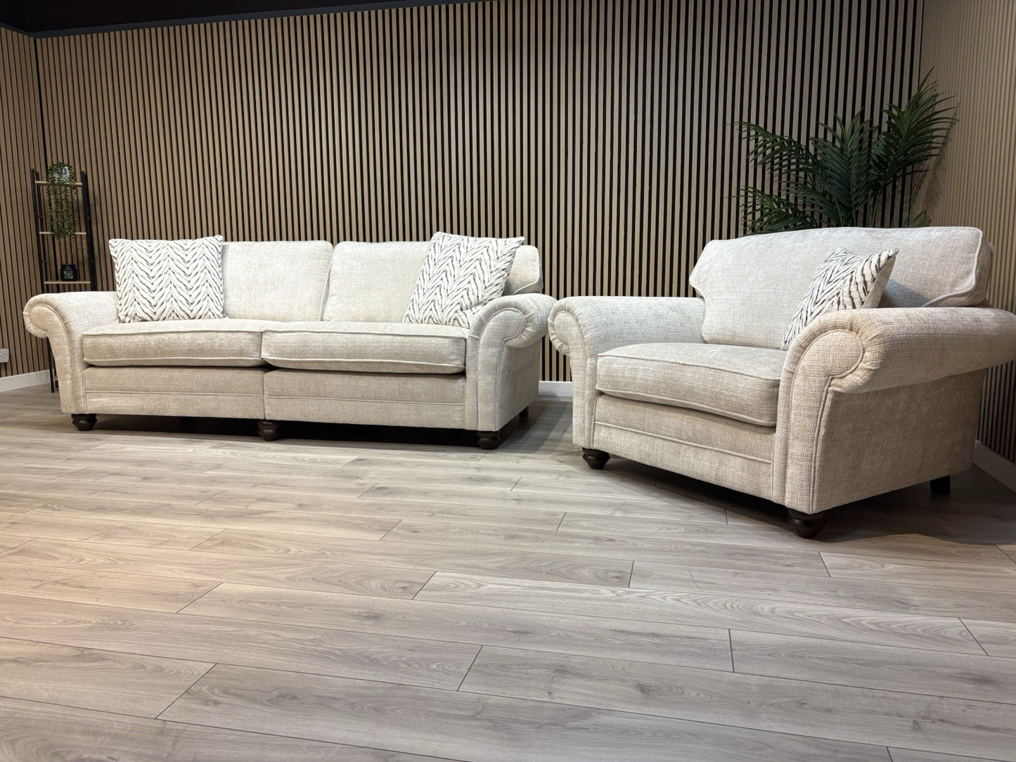 NEW BLENHEIM Fabric 4 Seater Sofa + Loveseat Armchair - RRP £4,540
