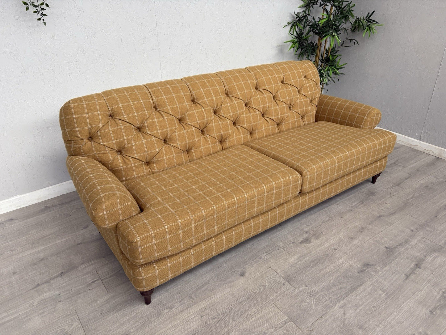Dunelm - CANTERBURY 4 Seater Chesterfield Sofa, Check Ochre - RRP £1399