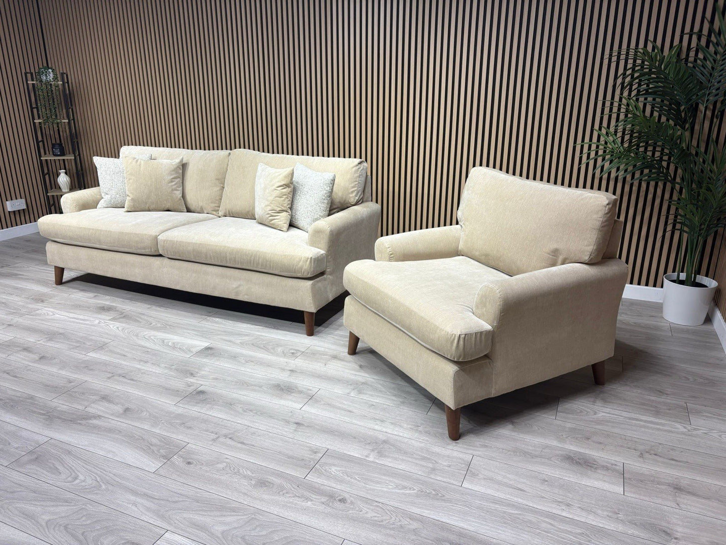 Furniture Village JACKSON Fabric Velvet 4 Seater Sofa + Armchair - RRP £1,840
