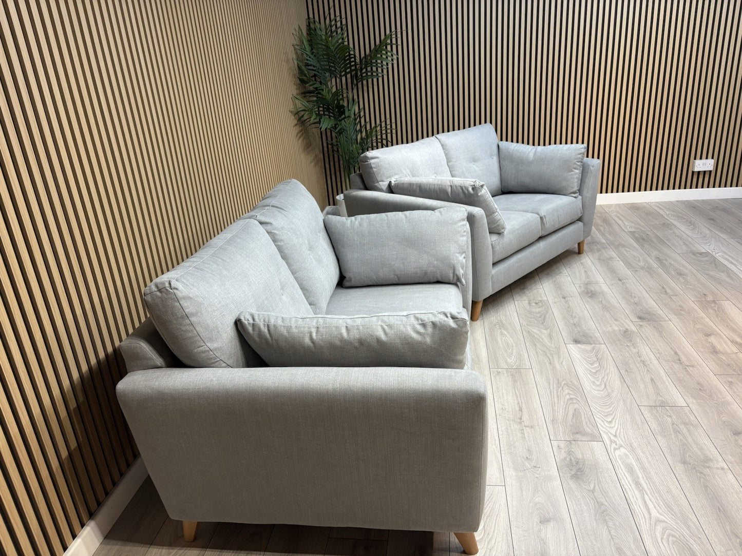 John Lewis ALFIE Fabric 2 x Small 2 Seater Sofa Set, Light Grey - RRP £1,598