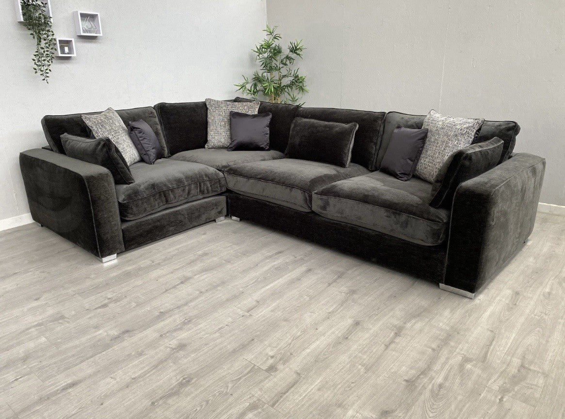 Sofology - CAVALLI Fabric Corner Sofa, 3 Corner 1.5 Chenille Slate - RRP £4,599