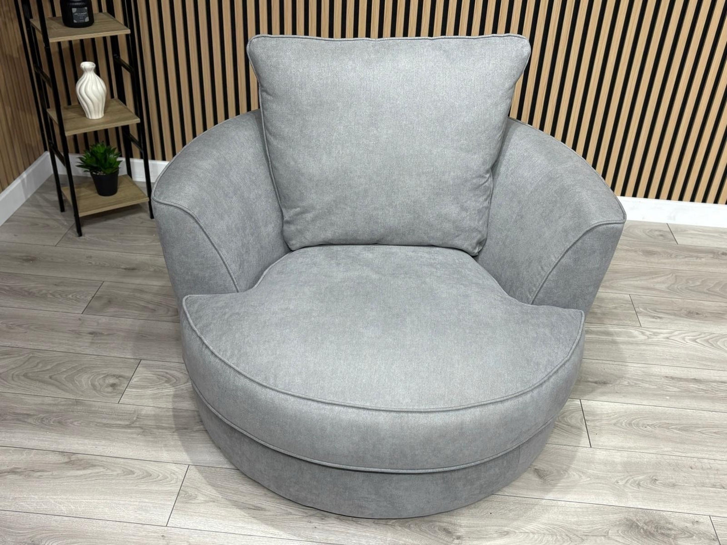 Furniture Village LEGEND Fabric Swivel Chair / Armchair, Pewter - RRP £845