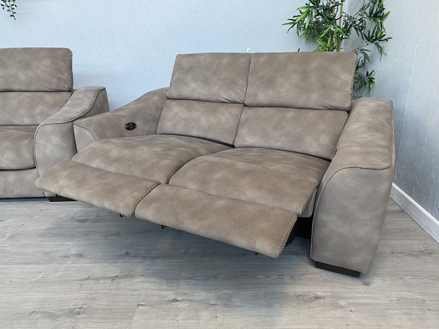 Furniture Village ELIXIR Fabric 3 Seater Sofa Bed + 2 Seater Power Recliner Sofa