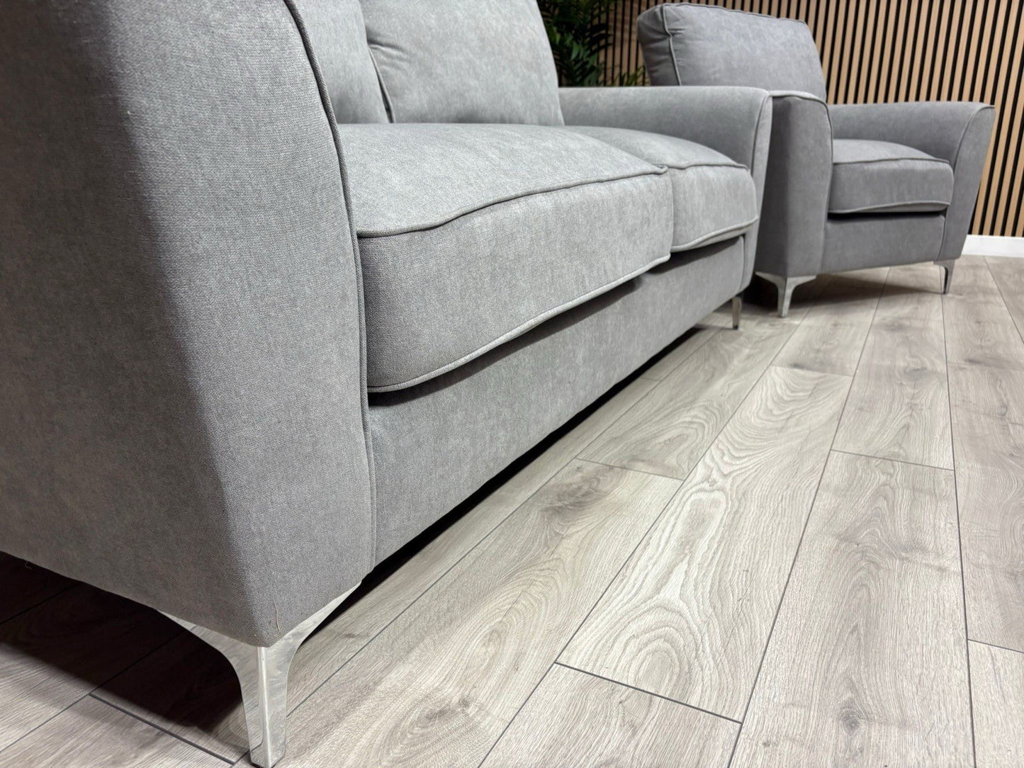 Furniture Village LEGEND Fabric 3 Seater Sofa + Armchair, Pewter - RRP £1,990