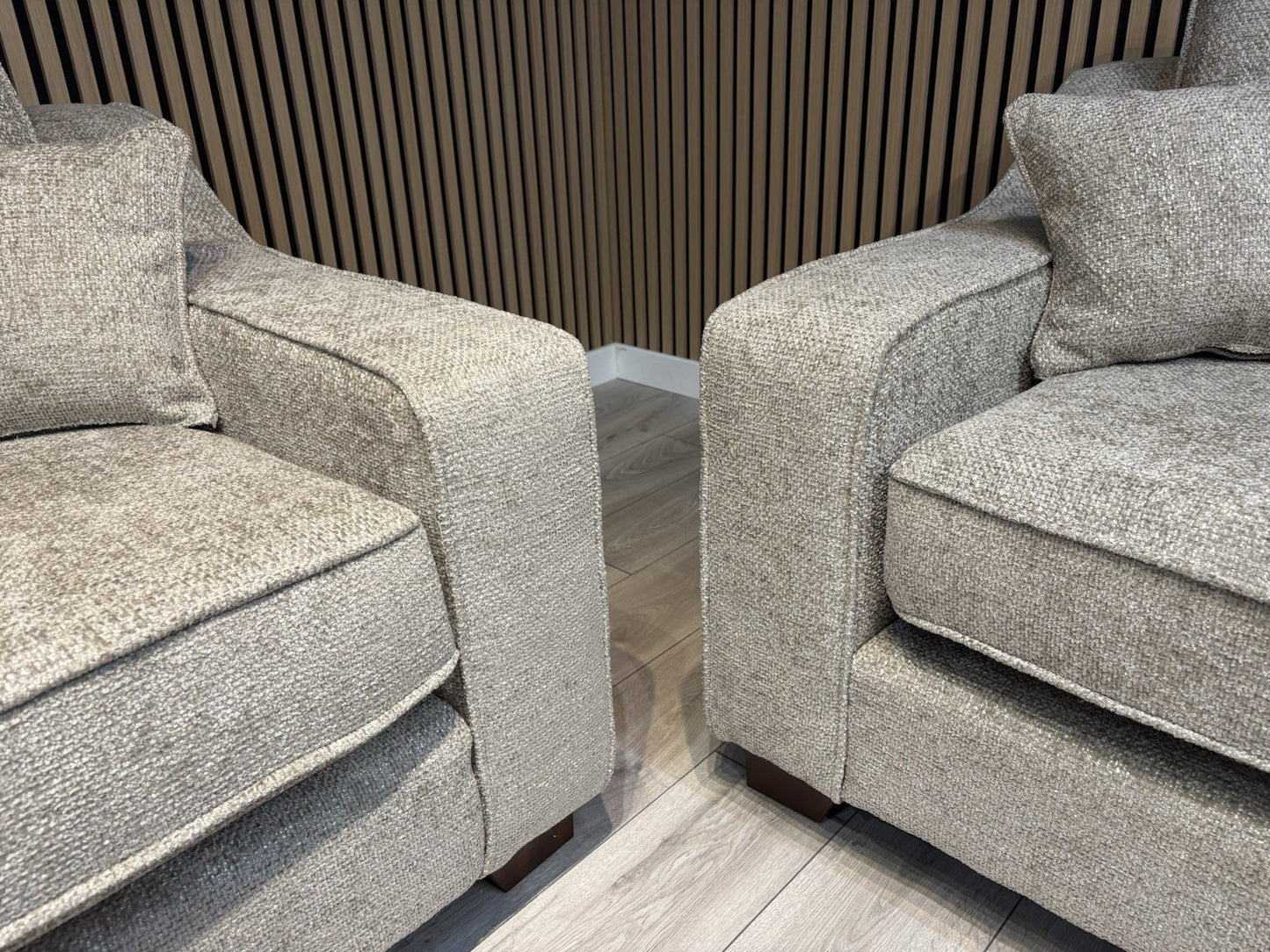 NEBRASKA Premium Fabric 3 Seater + 2 Seater Sofa Set, Stone - RRP £1,899