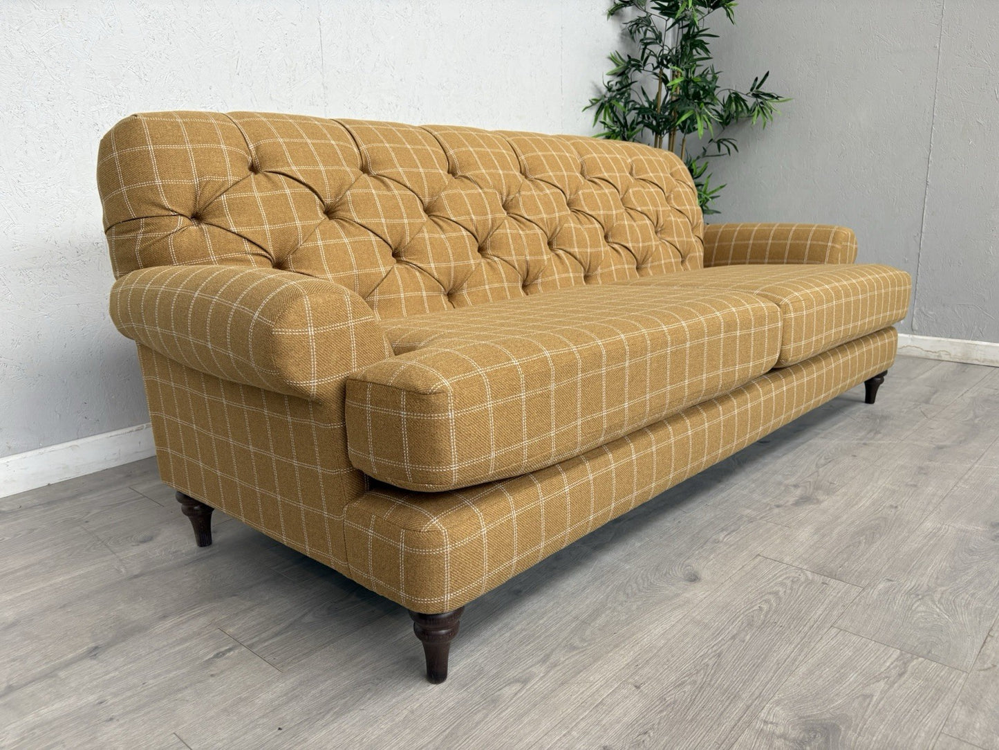 Dunelm - CANTERBURY 4 Seater Chesterfield Sofa, Check Ochre - RRP £1399