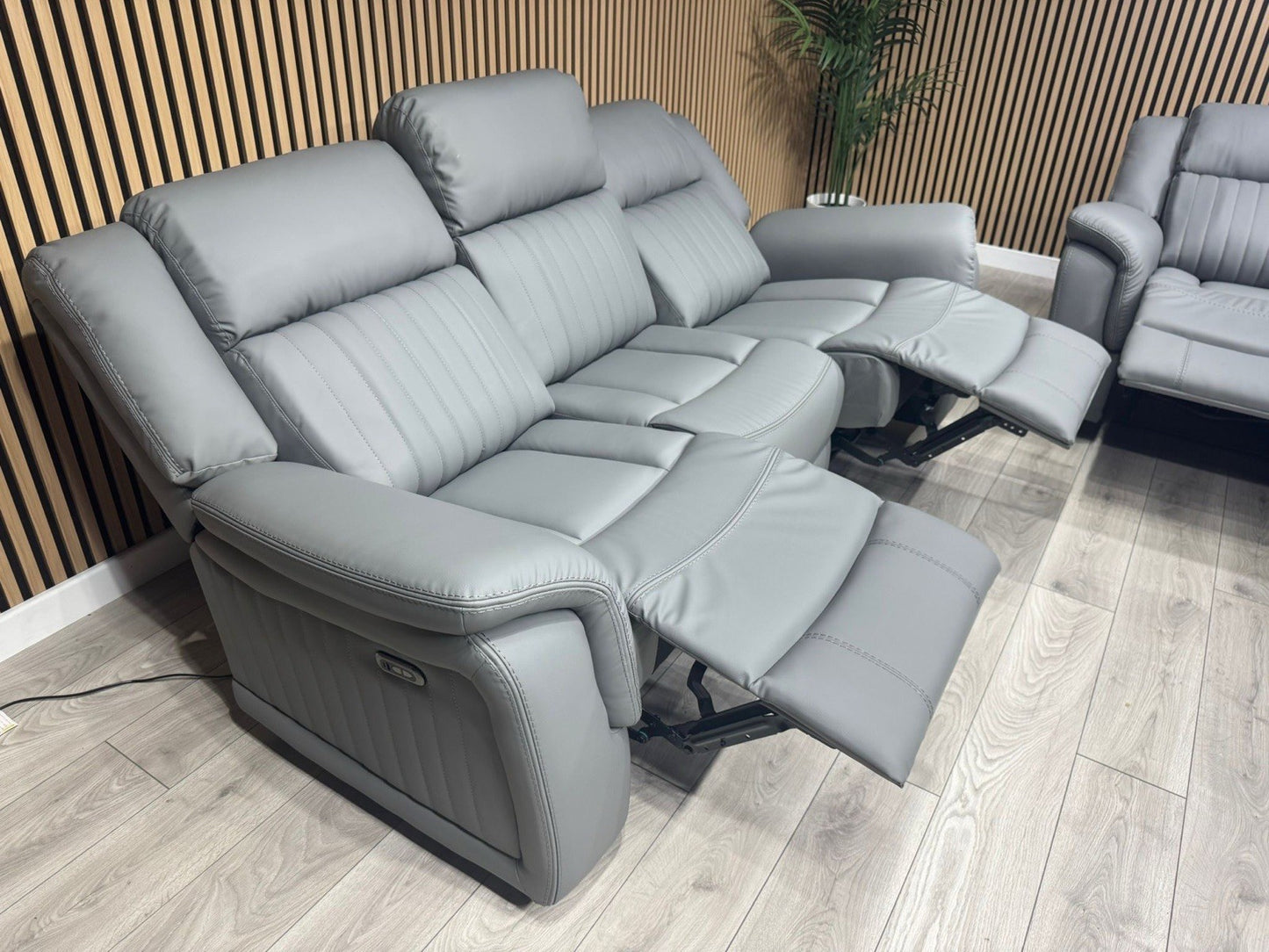 DOMINO 3 Seater + 2 Seater Leather Sofa Set, Power Recliners - RRP £2,995