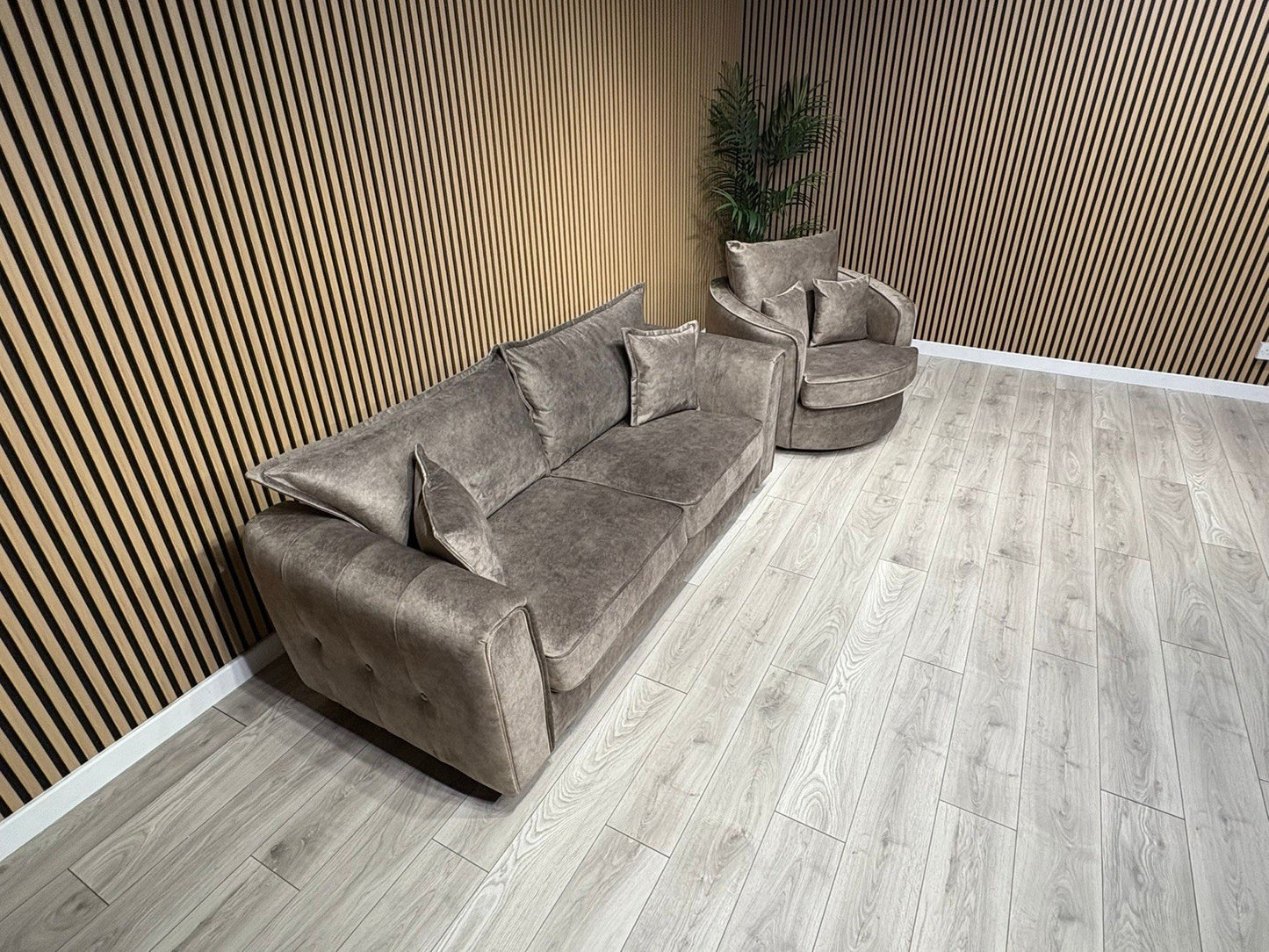 DFS - CHERISHED Style 3 Seater Sofa + Swivel Armchair, Formal Back - RRP £2,248