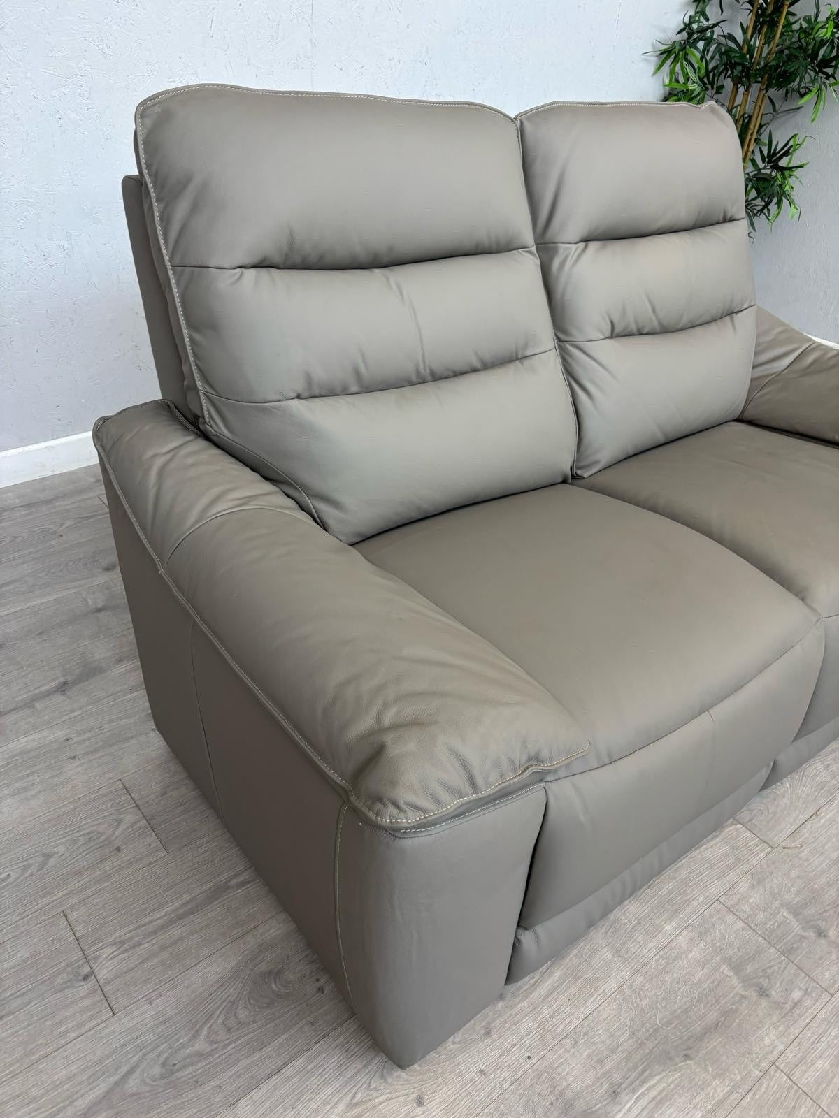 Oak Furniture Land Carter Grey Leather 2 Seater Sofa, - RRP £1349