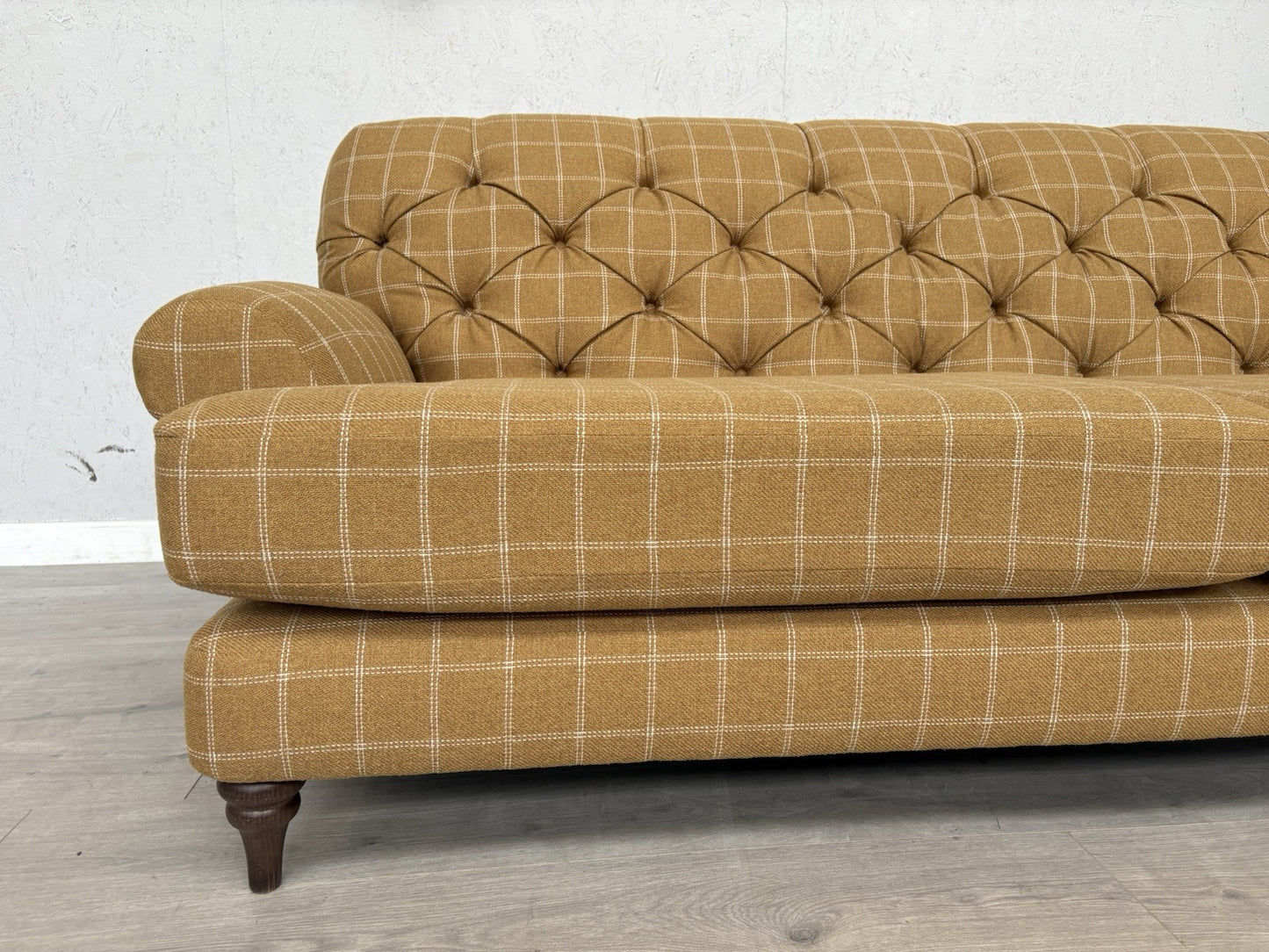 Dunelm - CANTERBURY 4 Seater Chesterfield Sofa, Check Ochre - RRP £1399