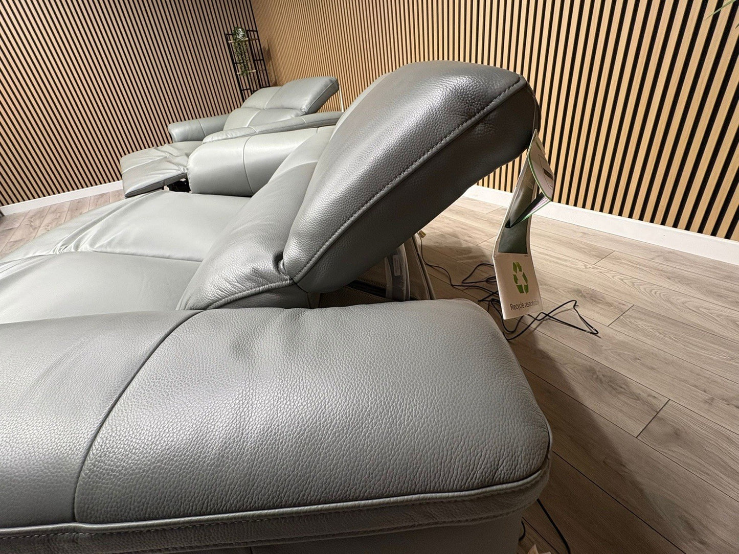 F. Village INCA Style Leather 3 + 2 Seater Power Recliner Sofa, Heated Seats