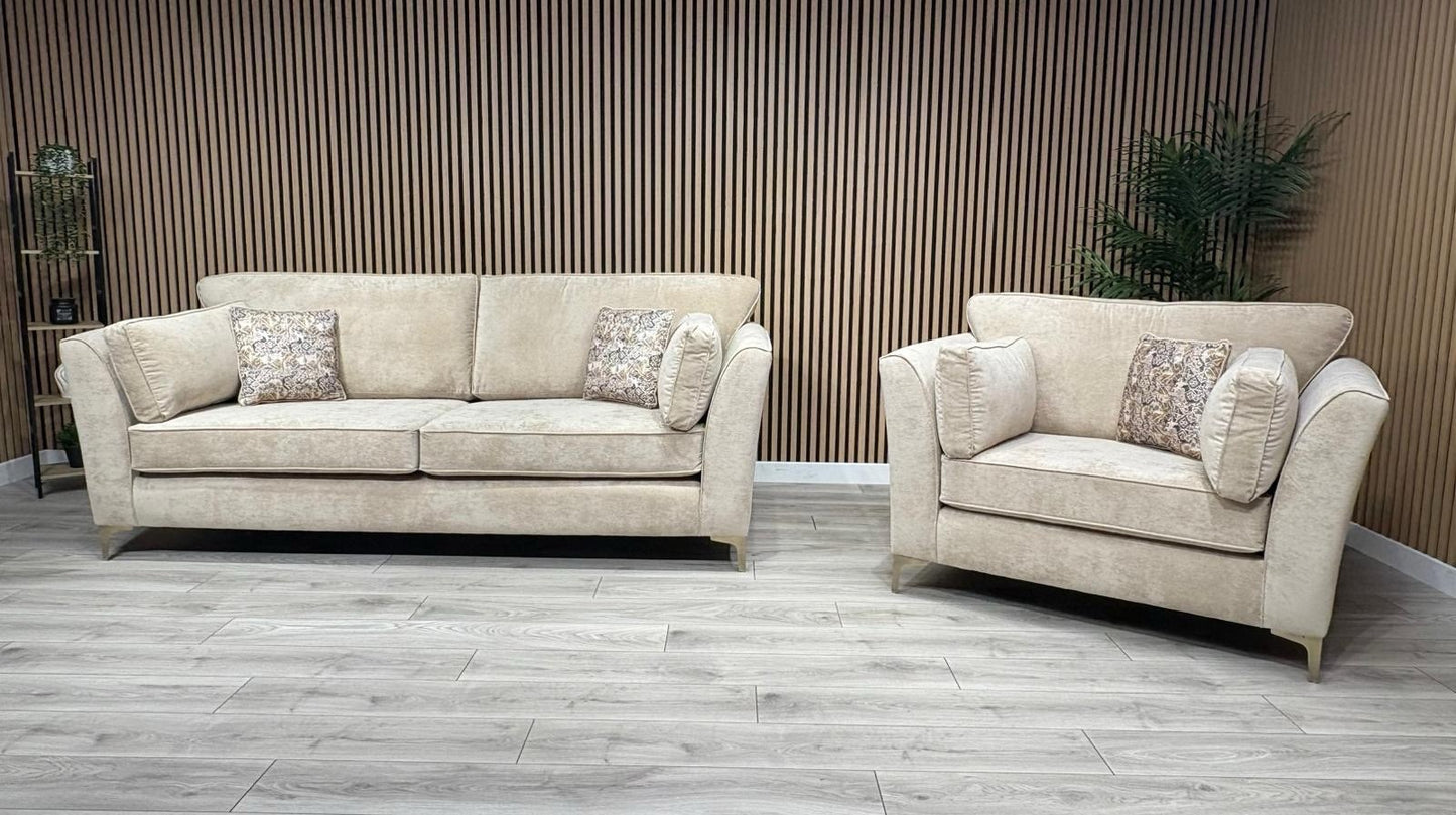 Furniture Village SASHA Fabric 4 Seater Sofa + Large Cuddle Armchair - RRP £3490