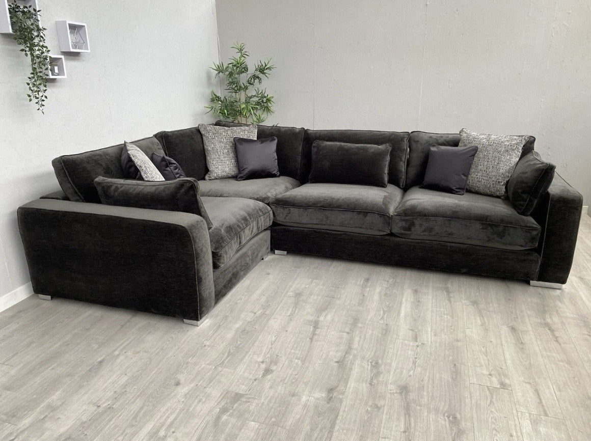 Sofology - CAVALLI Fabric Corner Sofa, 3 Corner 1.5 Chenille Slate - RRP £4,599