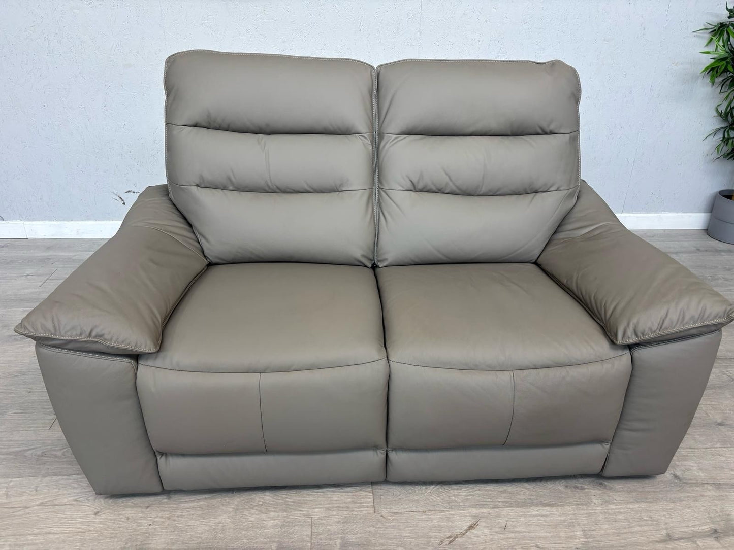 Oak Furniture Land Carter Grey Leather 2 Seater Sofa, - RRP £1349