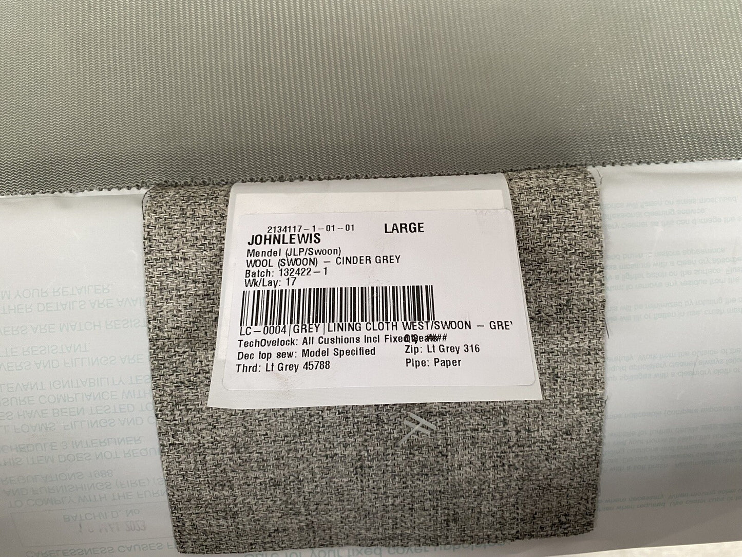 John Lewis - SWOON MENDEL Large 3 Seater Sofa, Cinder Wool Grey - RRP £1,699