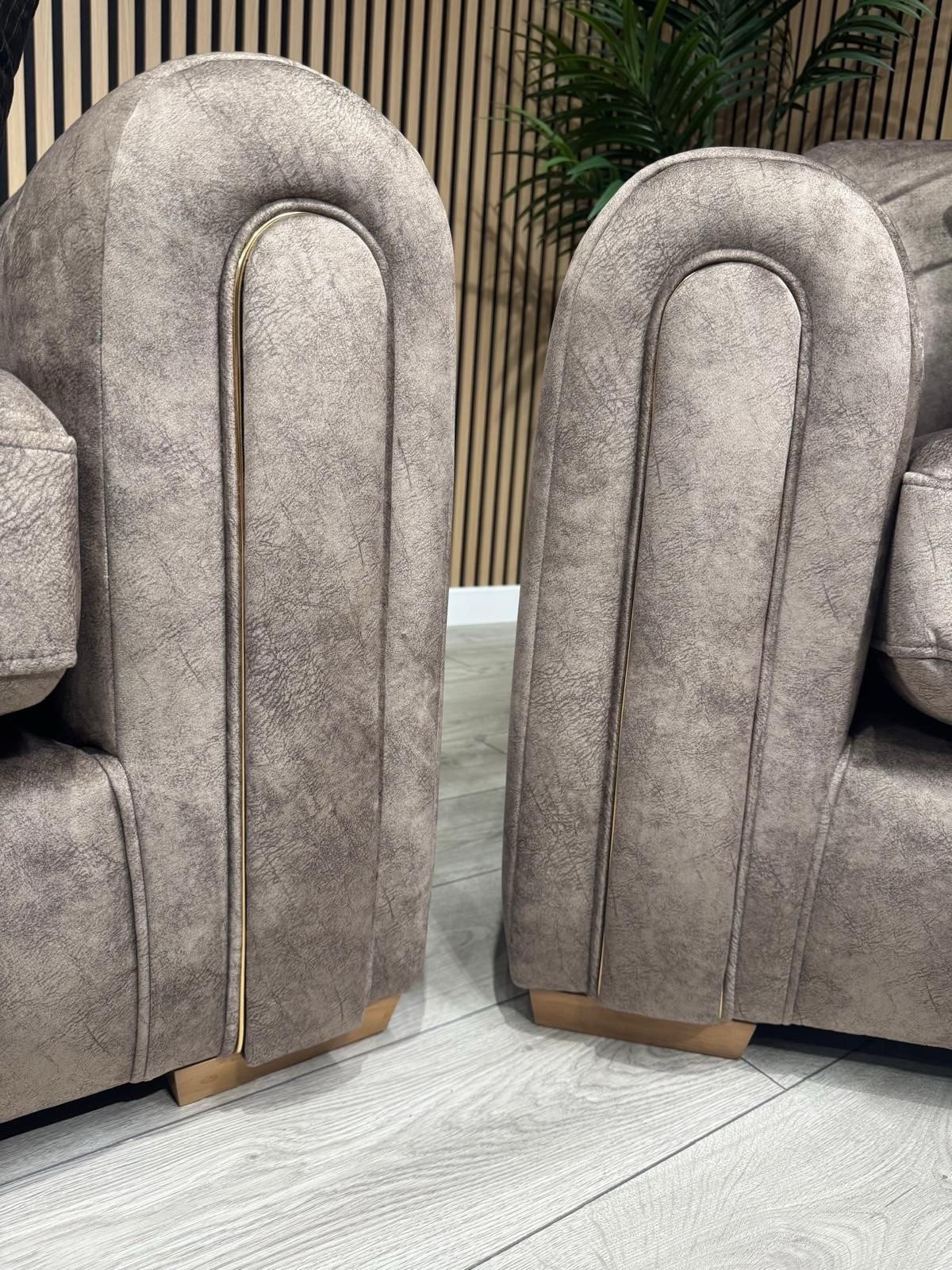 DEVINE Glamour Large Fabric 4 Seater Sofa + Love Chair Armchair - RRP £2,398