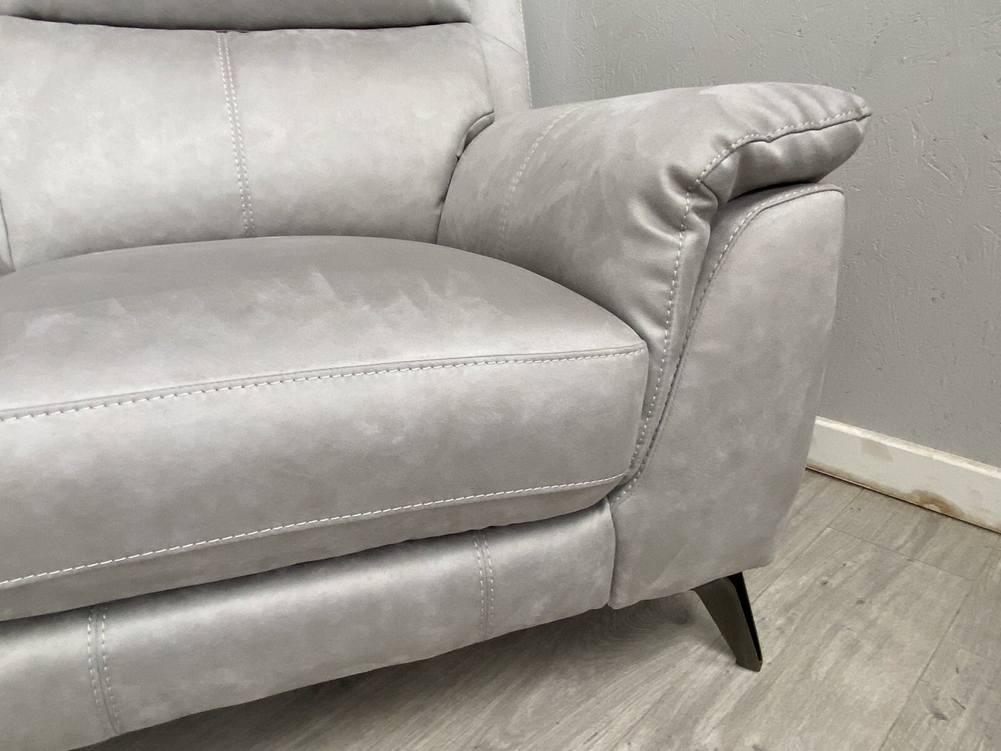 Furniture Village CONTEMPO Fabric 2 x 2 Seater Sofas + Power Recliner Armchair