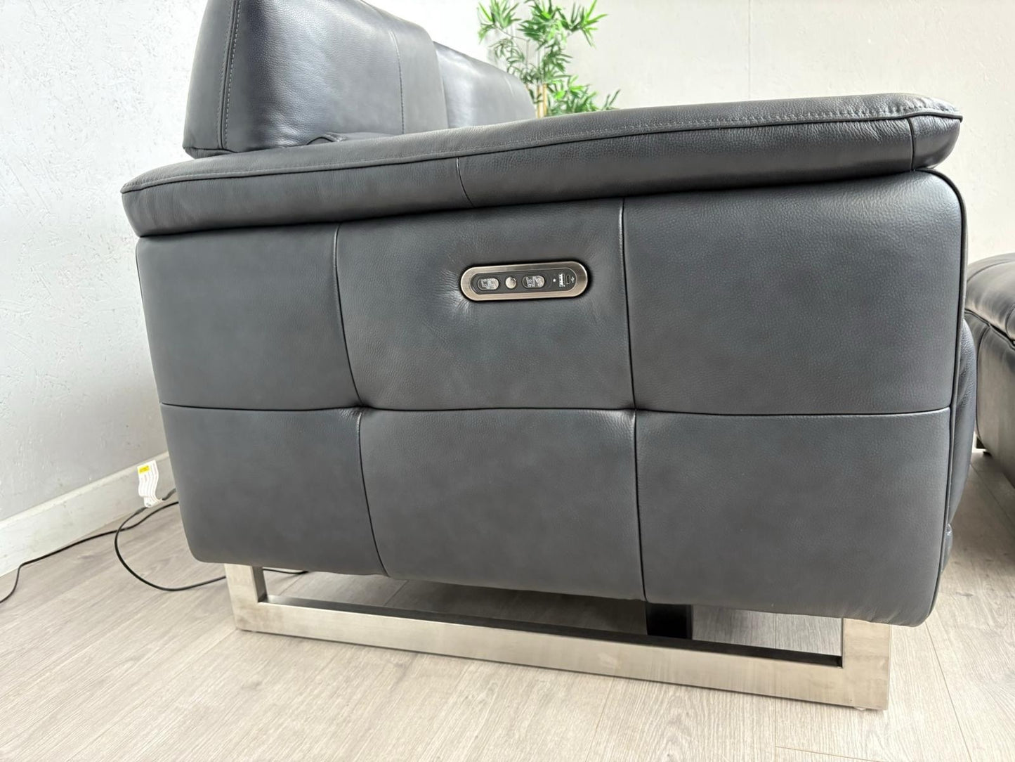 Furniture Village MOET Leather 2 Seater Power Recliner Sofa + Stool - RRP £3,290