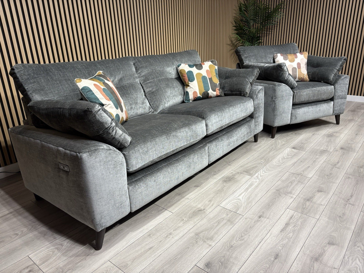 Furniture Village MALIBU Fabric 3 Seater Sofa + Armchair, Recliners - RRP £3,440
