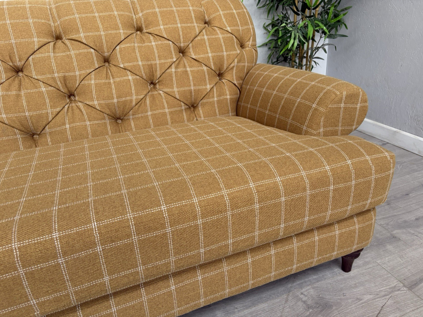 Dunelm - CANTERBURY 4 Seater Chesterfield Sofa, Check Ochre - RRP £1399