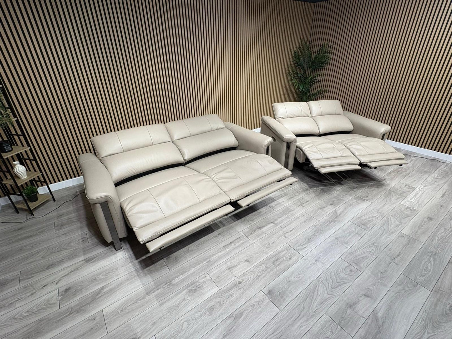 Furniture Village GISELLA Style Leather 3 + 2 Seater Power Recliner Sofa Set