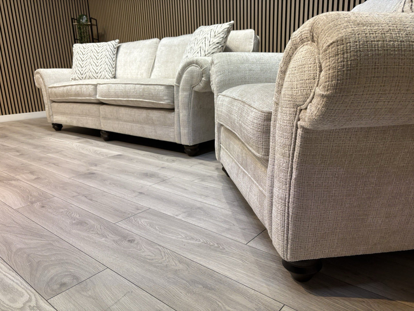 NEW BLENHEIM Fabric 4 Seater Sofa + Loveseat Armchair - RRP £4,540