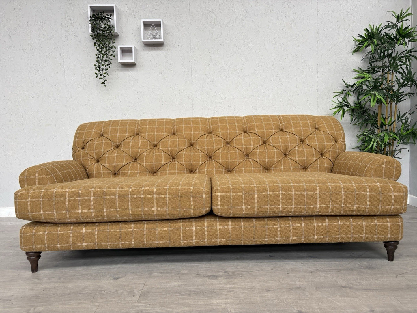 Dunelm - CANTERBURY 4 Seater Chesterfield Sofa, Check Ochre - RRP £1399