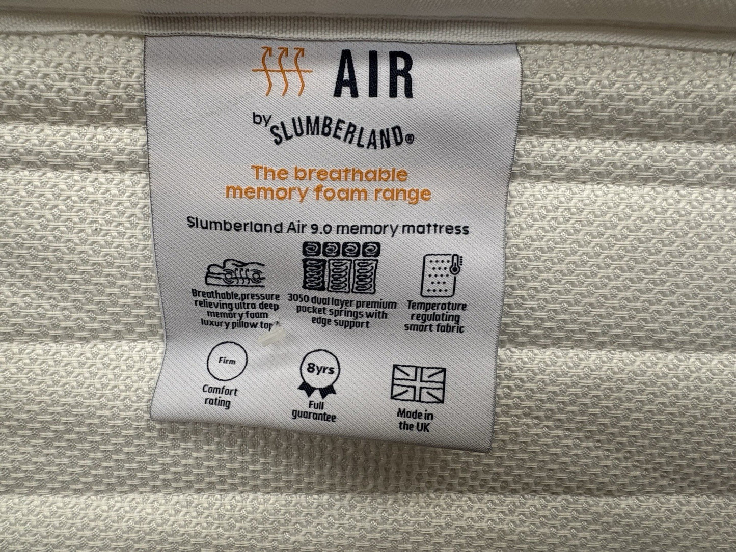Slumberland AIR 9 Memory Pocket 6ft Superking Mattress, Firm - RRP £1,249