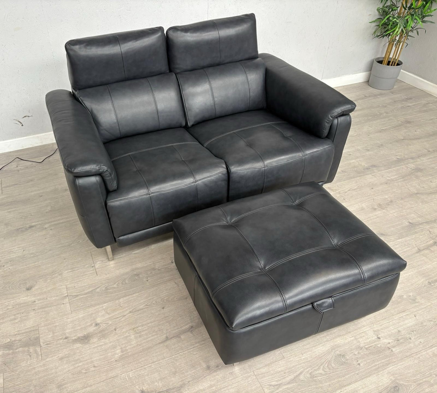 Furniture Village MOET Leather 2 Seater Power Recliner Sofa + Stool - RRP £3,290