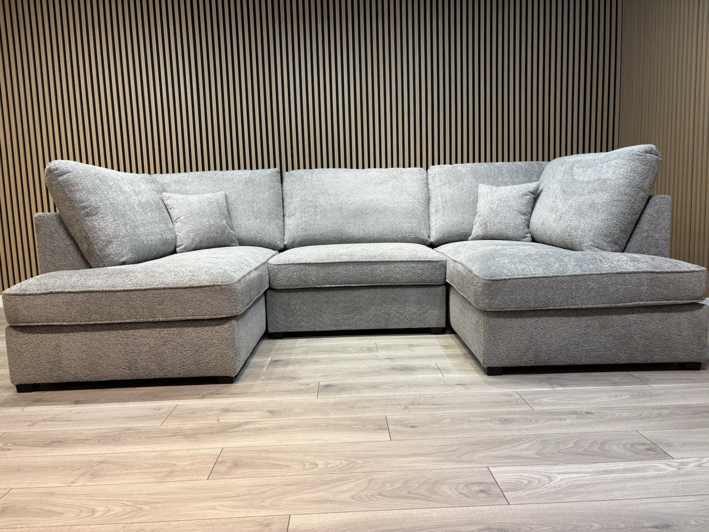 CARNABY Premium Fabric U Shaped Corner Chaise Sofa + Footstool - RRP £1,999