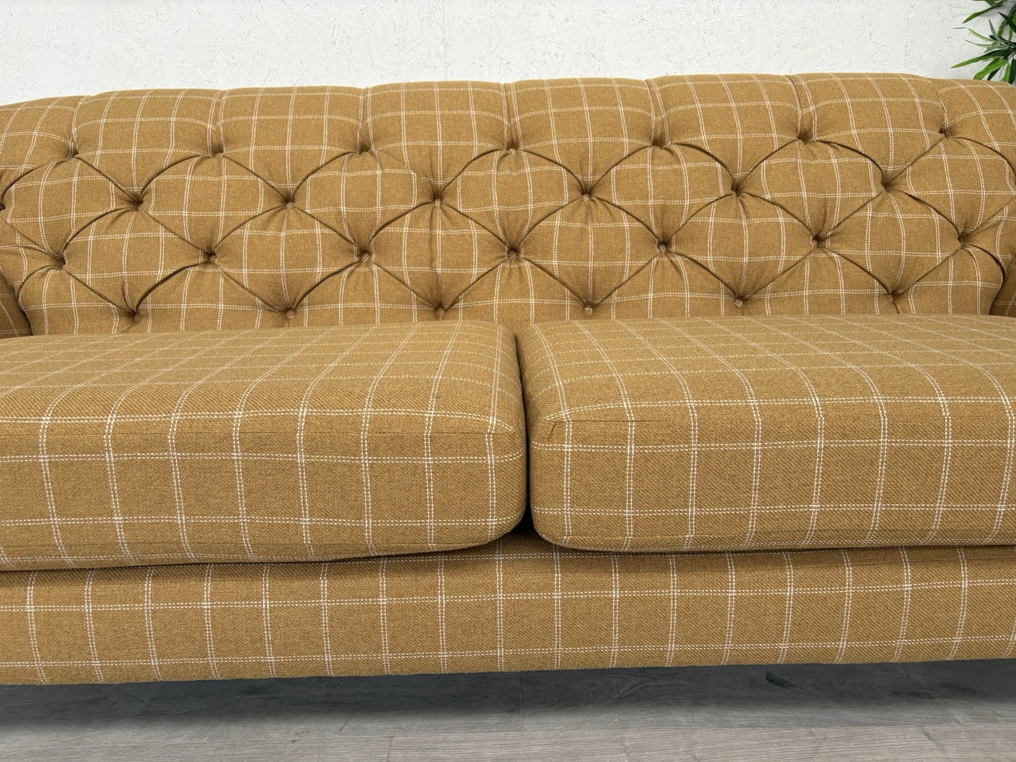 Dunelm - CANTERBURY 4 Seater Chesterfield Sofa, Check Ochre - RRP £1399