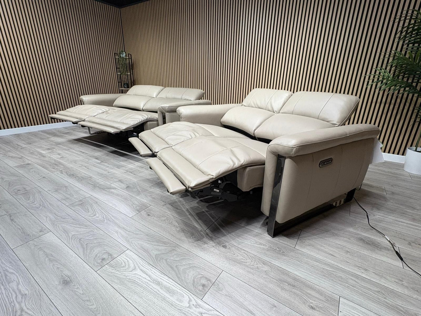 Furniture Village GISELLA Style Leather 3 + 2 Seater Power Recliner Sofa Set