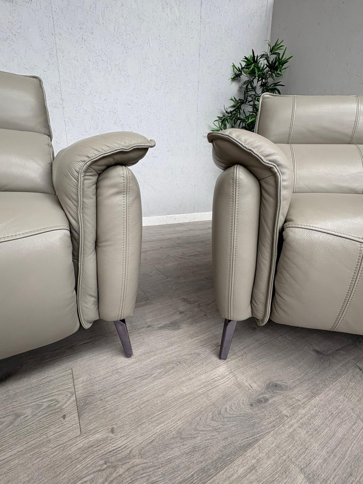 F. Village JUDE Leather 3 Seater Sofa + Armchair, Power Recliners - RRP £4,390