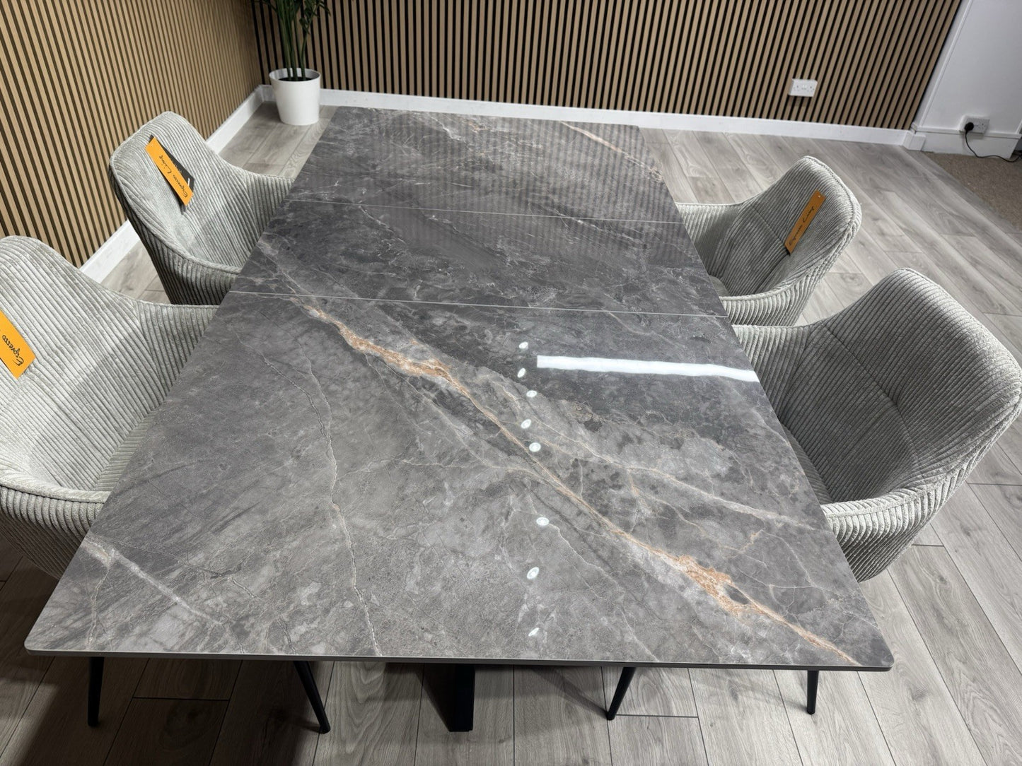 NEXT Sample - CRETE Marble Effect Extending Dining Table + 4 x Chairs. RRP £1899