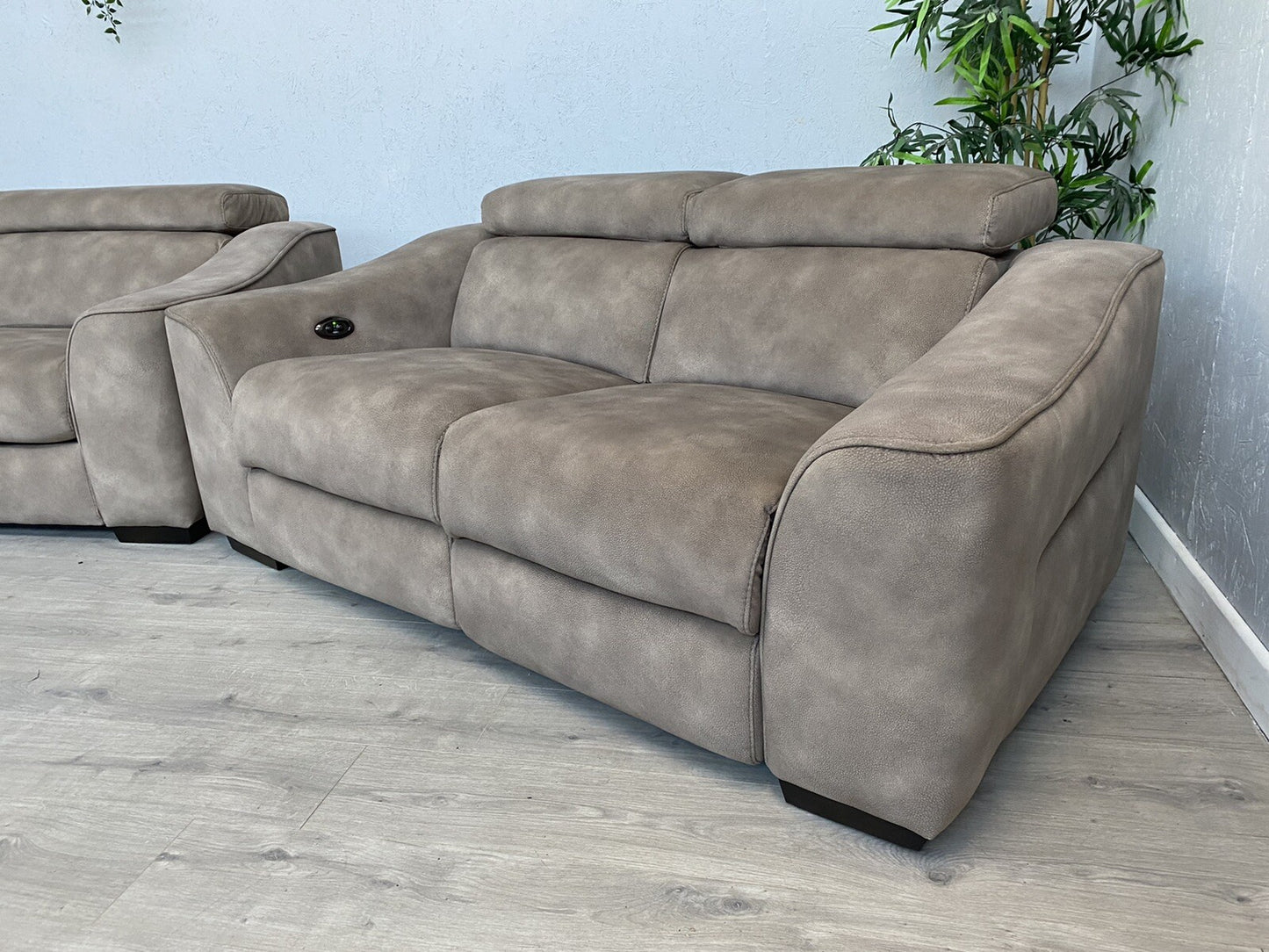 Furniture Village ELIXIR Fabric 3 Seater Sofa Bed + 2 Seater Power Recliner Sofa