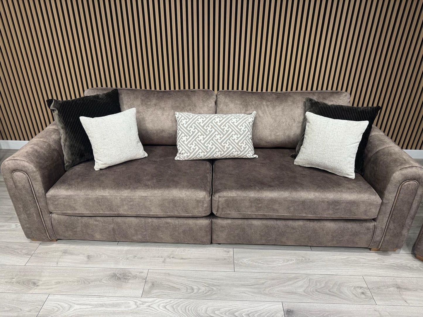 DEVINE Glamour Large Fabric 4 Seater Sofa + Love Chair Armchair - RRP £2,398