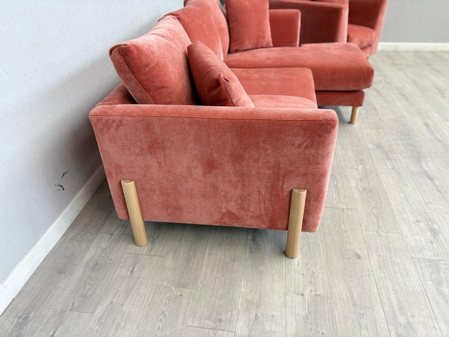 Habitat ASTON Fabric RHF Chaise Corner Sofa + Armchair, Papaya - RRP £2,350