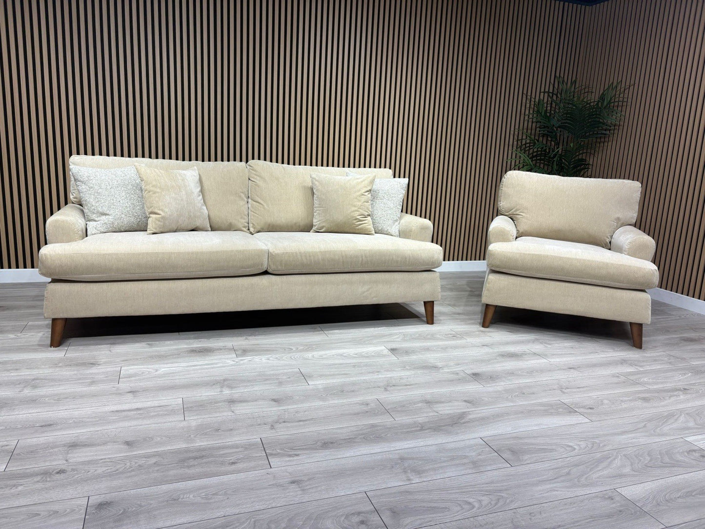 Furniture Village JACKSON Fabric Velvet 4 Seater Sofa + Armchair - RRP £1,840