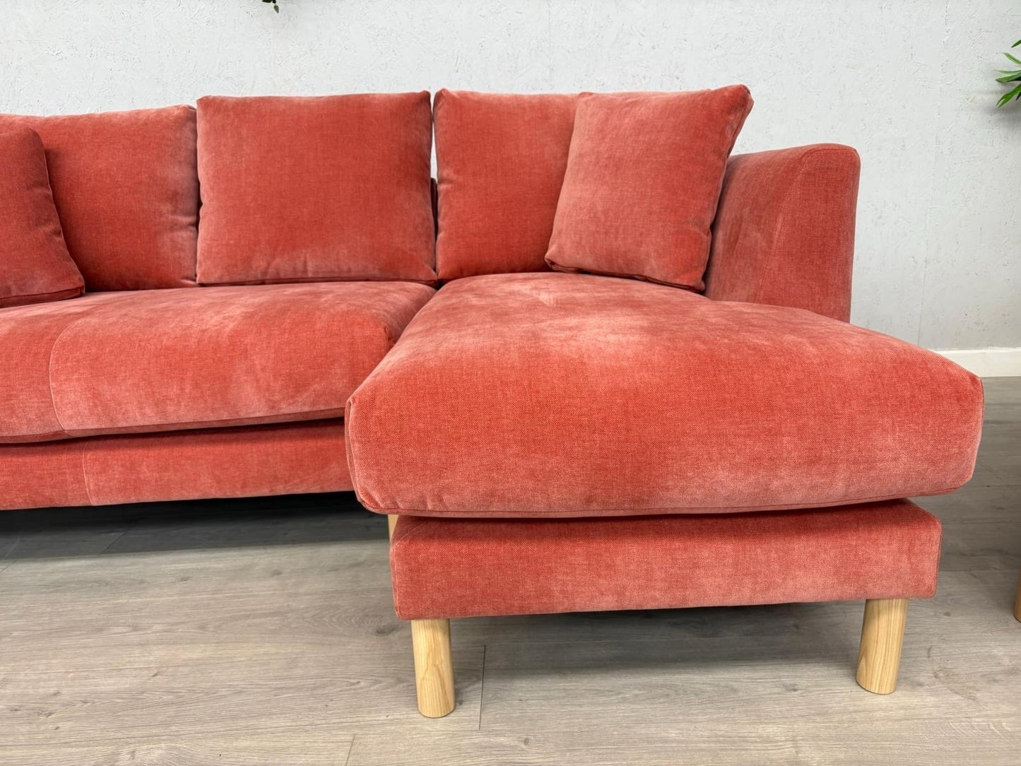Habitat ASTON Fabric RHF Chaise Corner Sofa + Armchair, Papaya - RRP £2,350