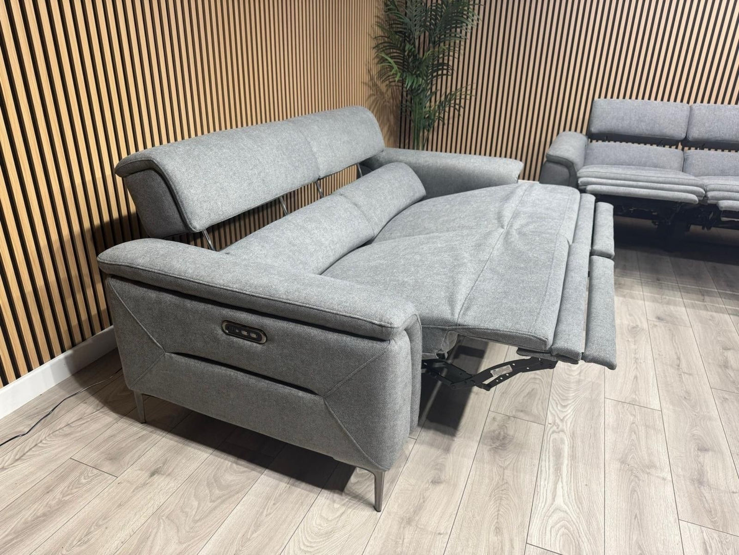 DFS Sample - SAN MATEO Style Fabric 3 + 2 Seater Power Sofa Set - RRP £3,098