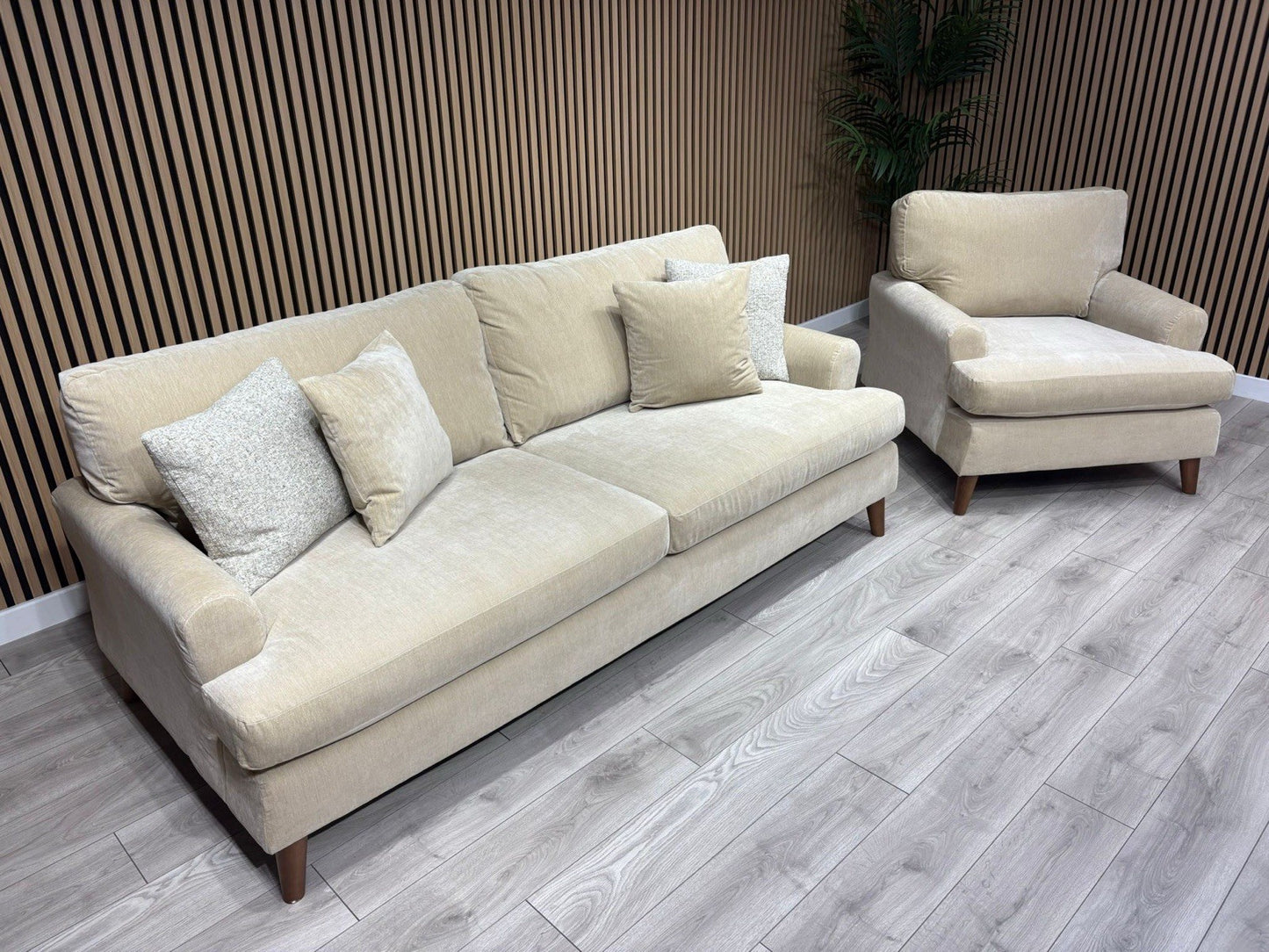 Furniture Village JACKSON Fabric Velvet 4 Seater Sofa + Armchair - RRP £1,840
