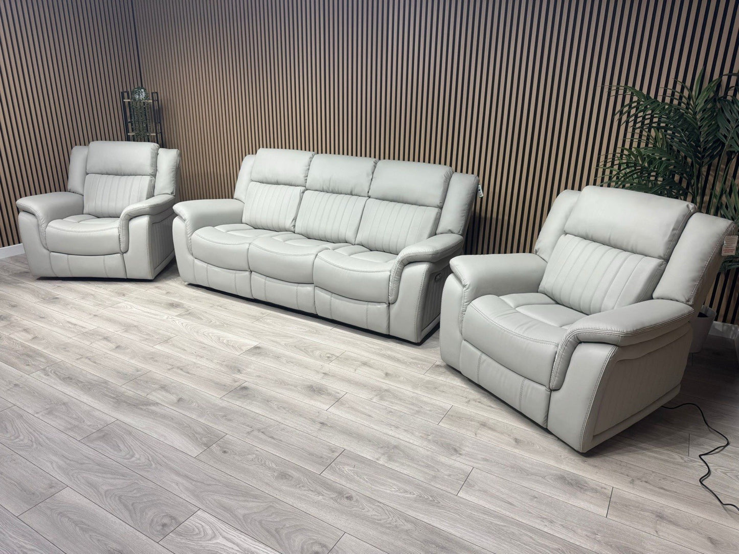 DOMINO Leather 3 Seater Sofa + 2 x Armchairs Set, Power Recliners - RRP £3,495