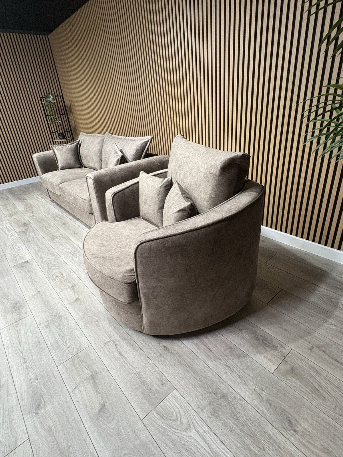 DFS - CHERISHED Style 3 Seater Sofa + Swivel Armchair, Formal Back - RRP £2,248