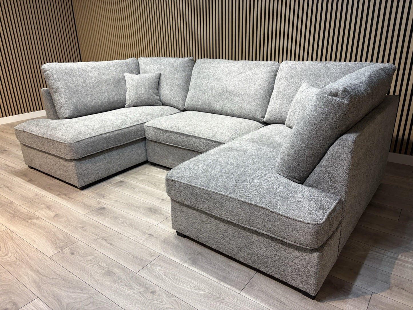 CARNABY Premium Fabric U Shaped Corner Chaise Sofa + Footstool - RRP £1,999