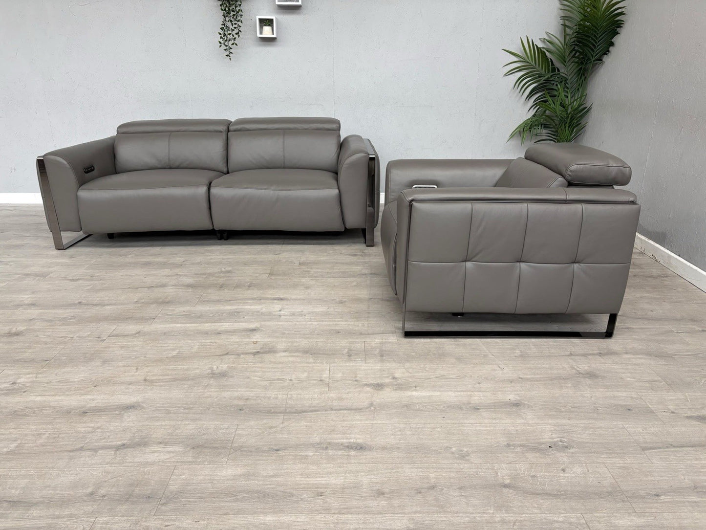 Furniture Village GISELLA Leather 3 Seater Sofa + Armchair Power Set - RRP £4390