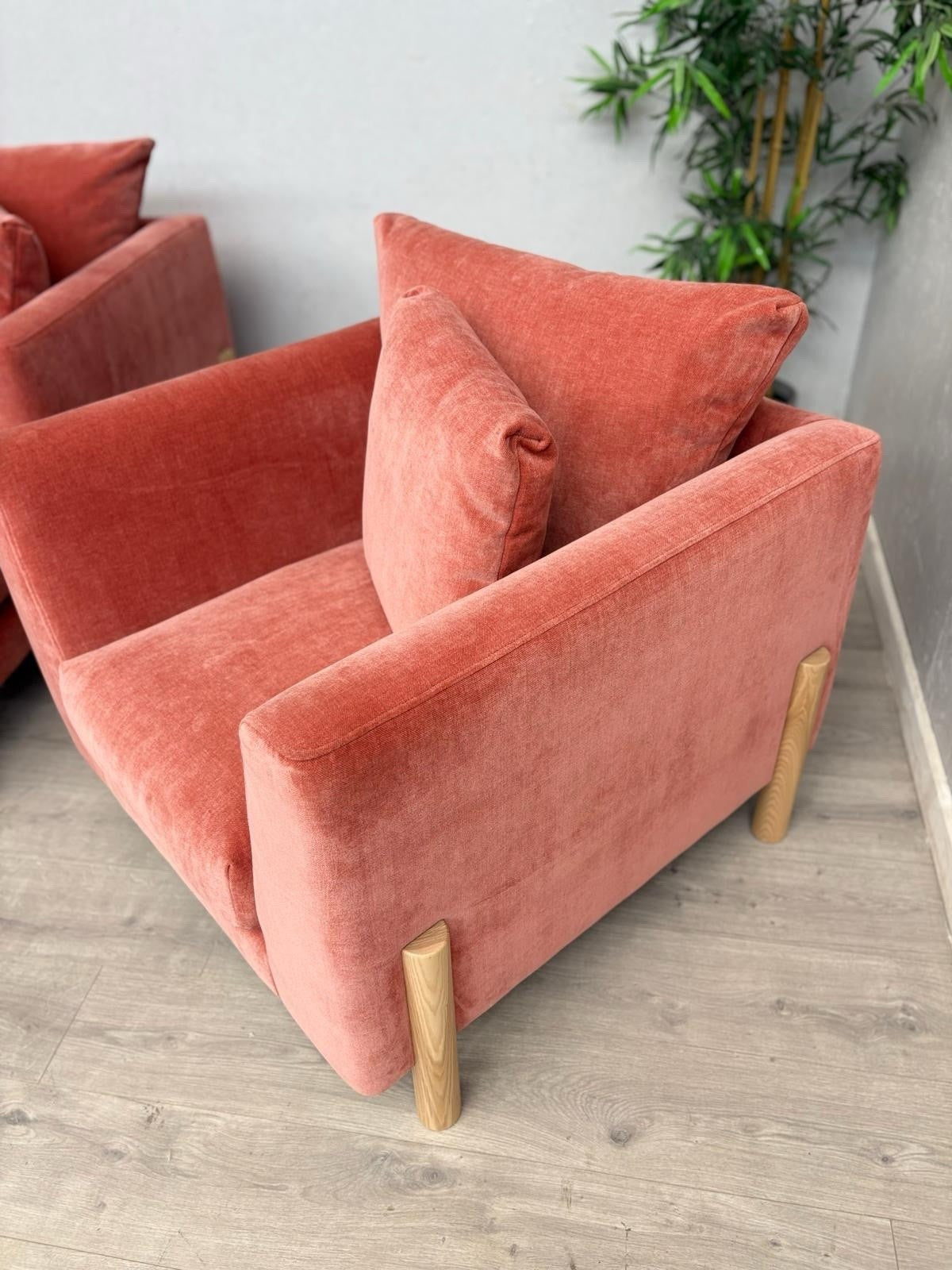Habitat ASTON Fabric RHF Chaise Corner Sofa + Armchair, Papaya - RRP £2,350