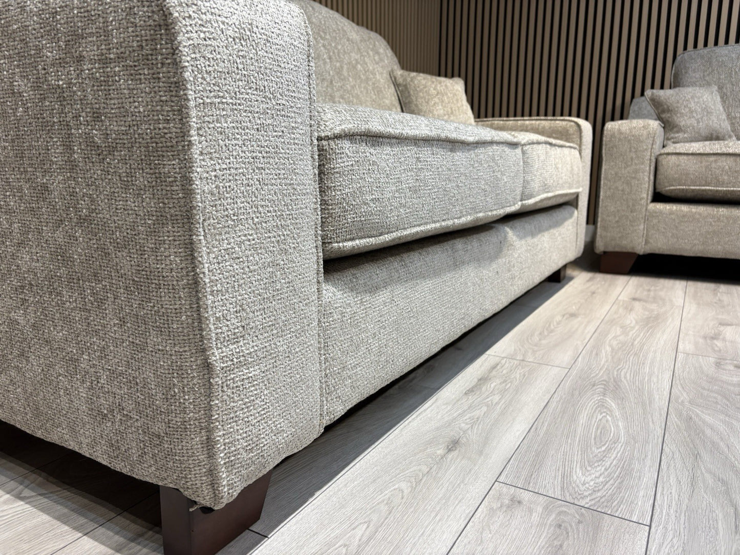 NEBRASKA Premium Fabric 3 Seater + 2 Seater Sofa Set, Stone - RRP £1,899