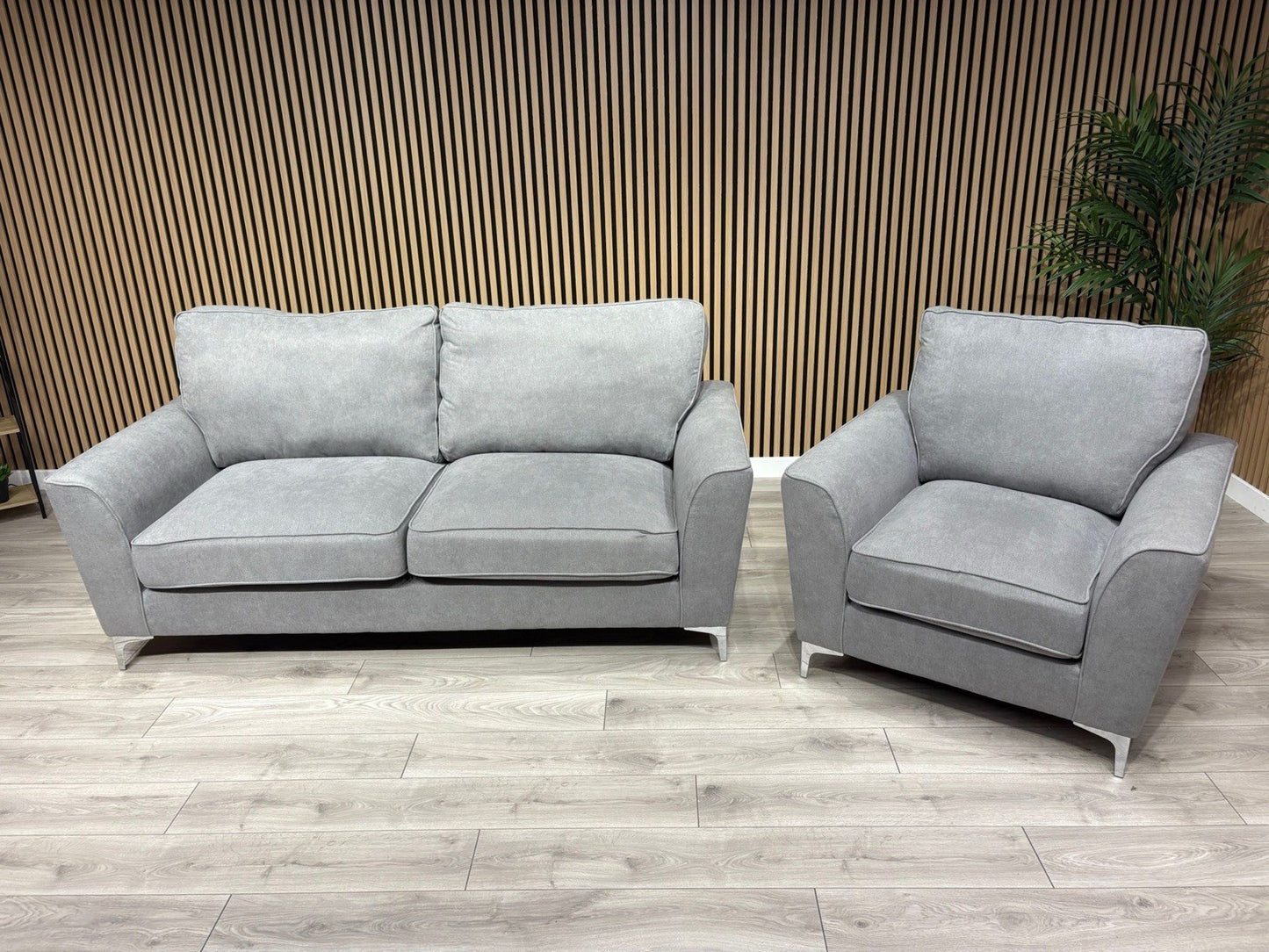 Furniture Village LEGEND Fabric 3 Seater Sofa + Armchair, Pewter - RRP £1,990